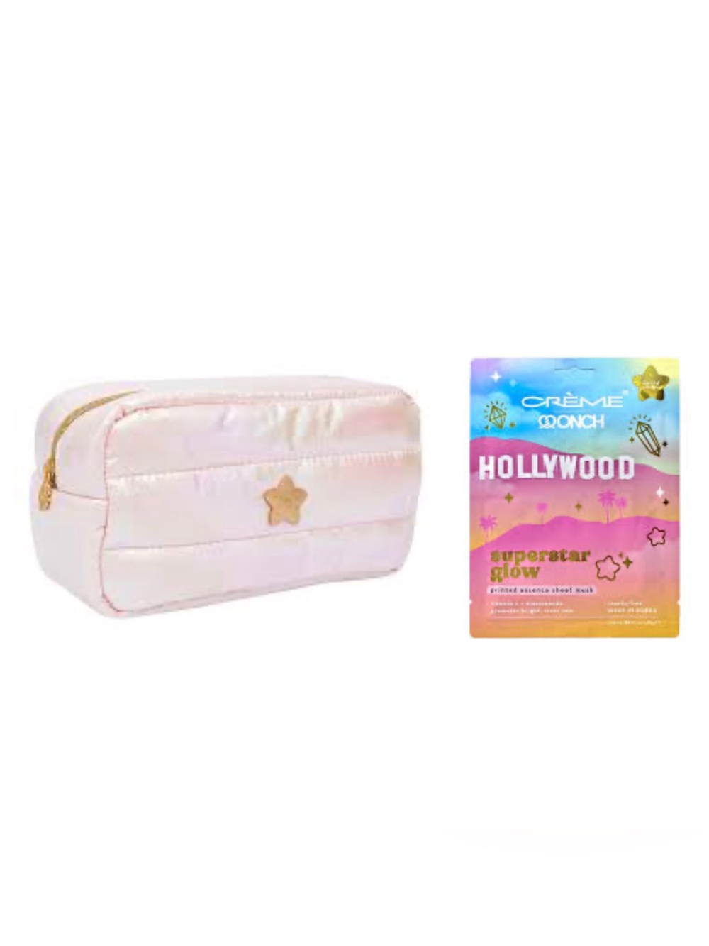 Creme x ONCH Hollywood Superstar Glow Sheet Mask(3) with Pink Cosmetic Pouch